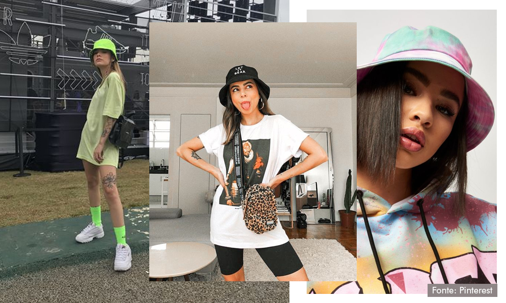 Mostrar as tendências que combinam com o bucket hat