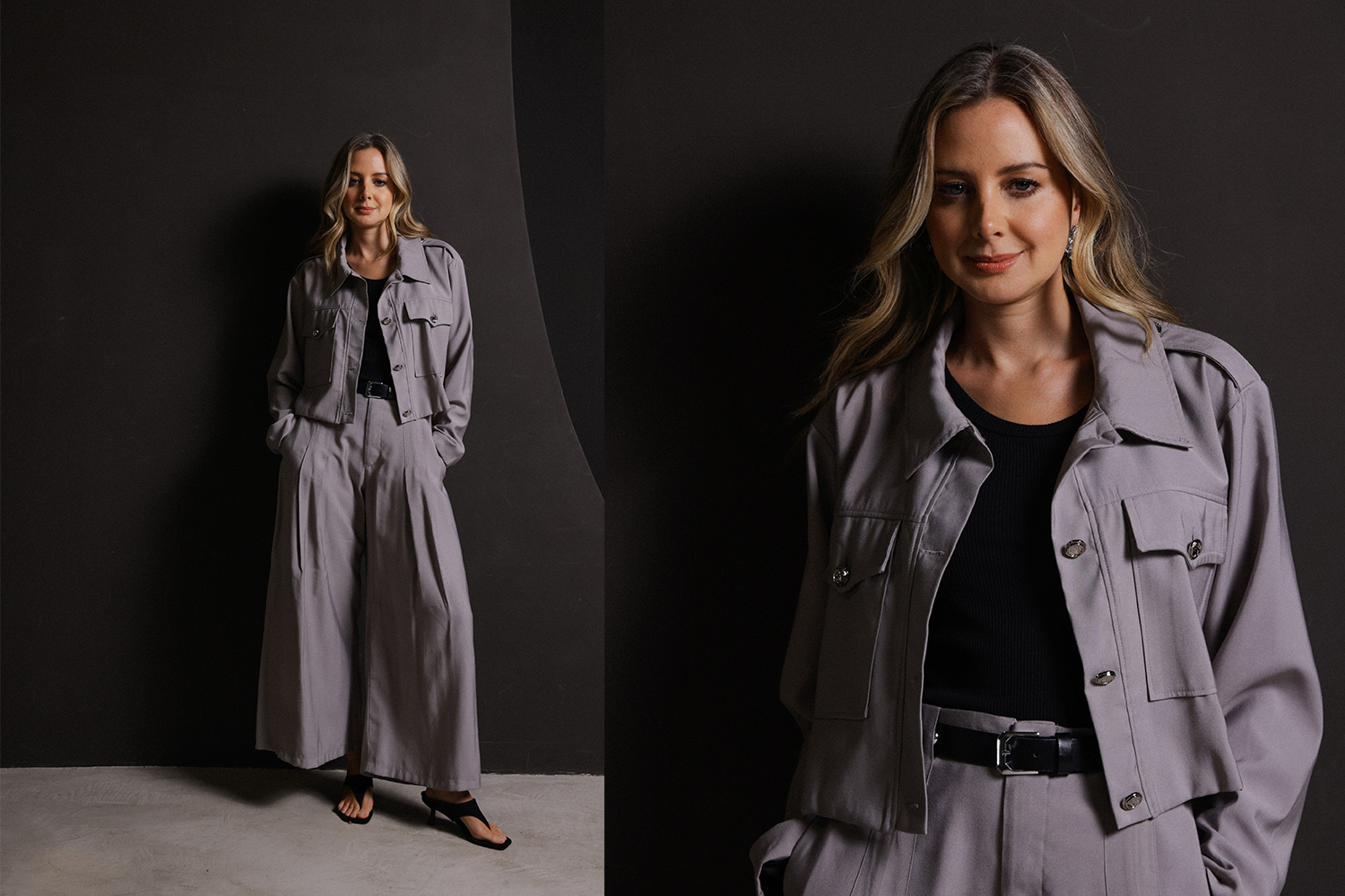 Look de alfaiataria feminina em tons sóbrios da coleção inverno 26 Sly Wear